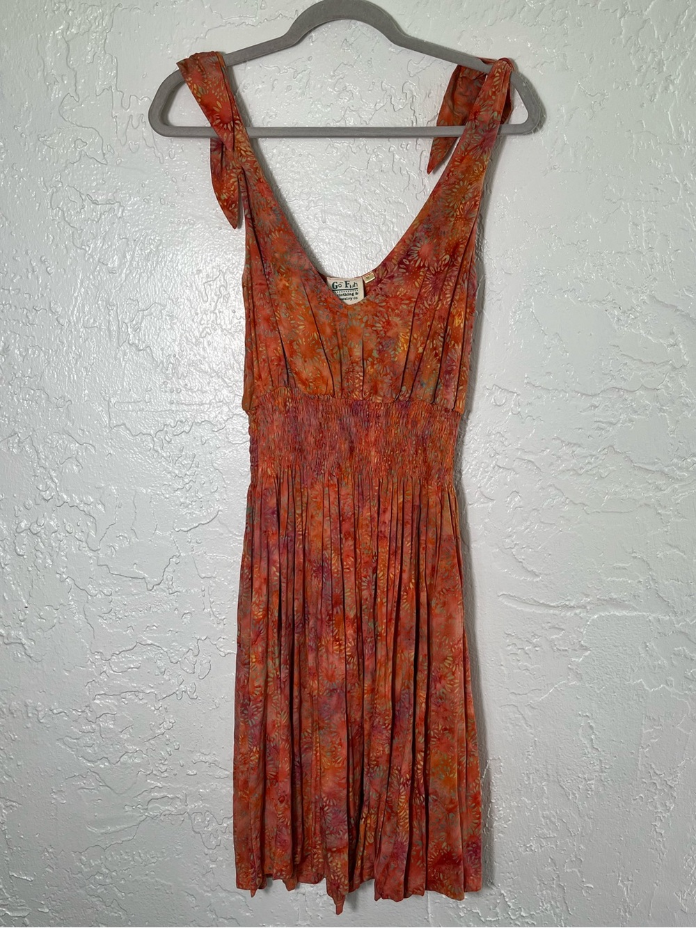 Go Fish Handmade Floral Rayon Smocked Midi Dress Size M